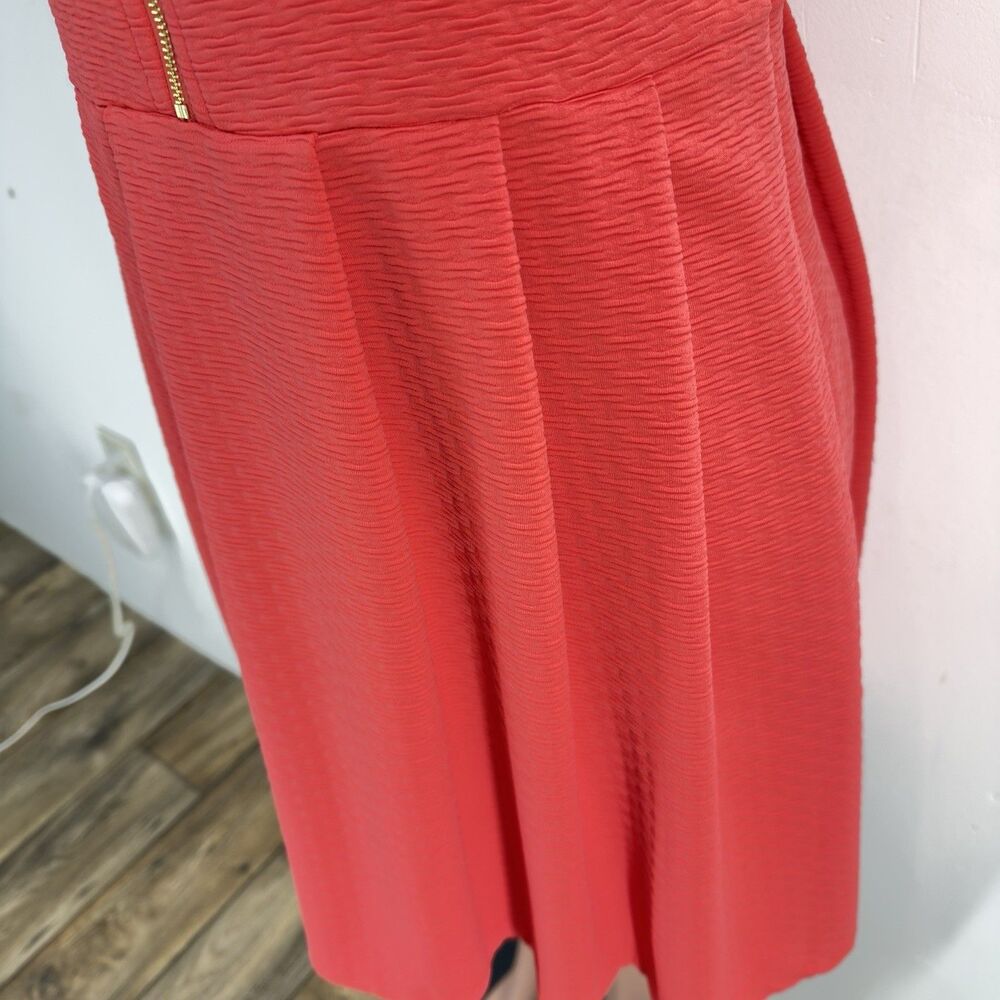 NWT Jessica Simpson Women Dress 10 Orange Textured Cut Out Back Pleated Pocket - Picture 10 of 16